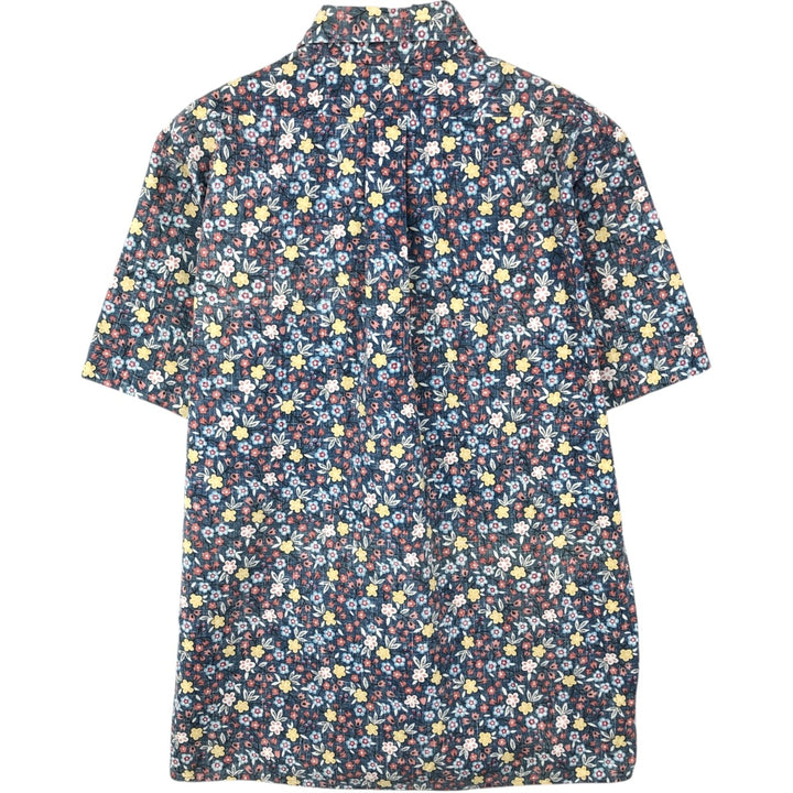 90'S Reyn Spooner swimwear tag, bikini tag, all-over floral print, Hawaiian Aloha shirt, boxy shirt, made in Hawaii, men's size S equivalent. cotton navy blue type Vintage Second Hand