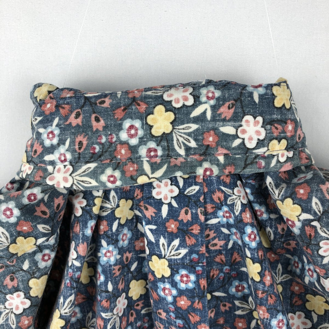 90'S Reyn Spooner swimwear tag, bikini tag, all-over floral print, Hawaiian Aloha shirt, boxy shirt, made in Hawaii, men's size S equivalent. cotton navy blue type Vintage Second Hand