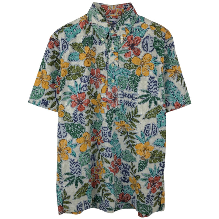 90'S Reyn Spooner Swimwear Tag All-over Botanical Pattern Pullover Button-Down Aloha Shirt Men's Size S (approx.) cotton Khaki type sage green Vintage Second Hand
