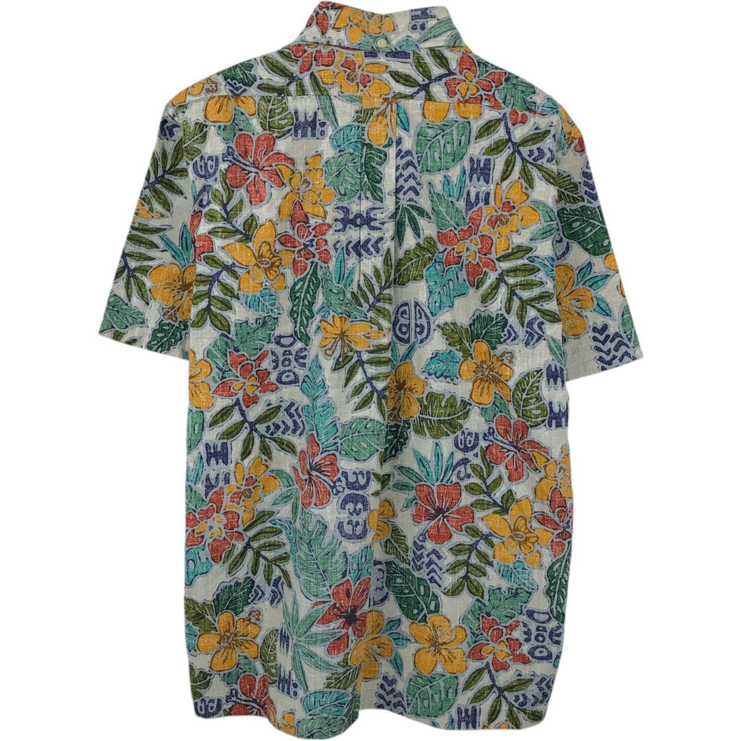 90'S Reyn Spooner Swimwear Tag All-over Botanical Pattern Pullover Button-Down Aloha Shirt Men's Size S (approx.) cotton Khaki type sage green Vintage Second Hand