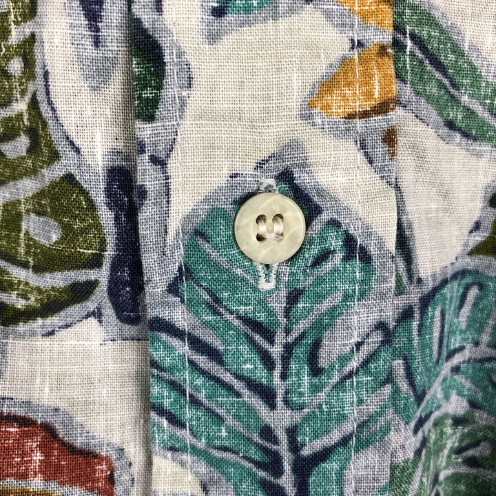 90'S Reyn Spooner Swimwear Tag All-over Botanical Pattern Pullover Button-Down Aloha Shirt Men's Size S (approx.) cotton Khaki type sage green Vintage Second Hand