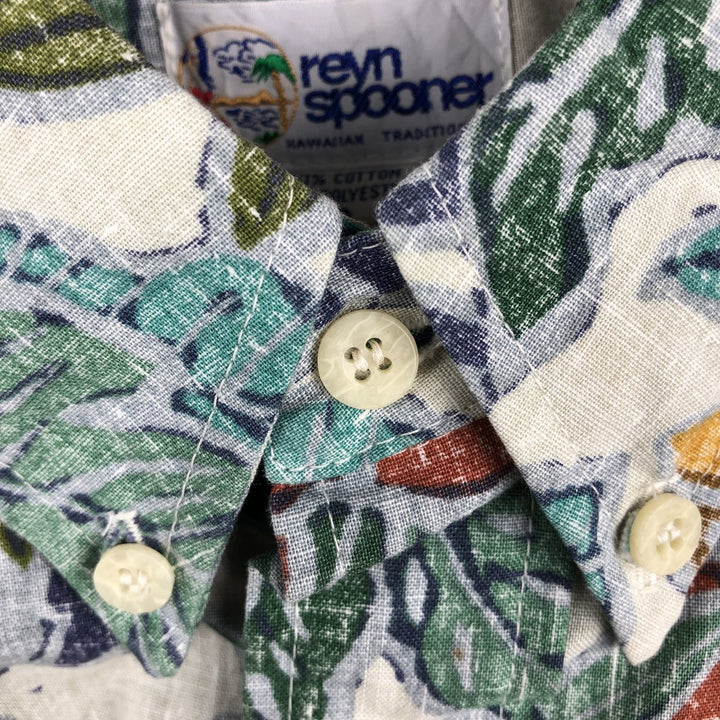 90'S Reyn Spooner Swimwear Tag All-over Botanical Pattern Pullover Button-Down Aloha Shirt Men's Size S (approx.) cotton Khaki type sage green Vintage Second Hand
