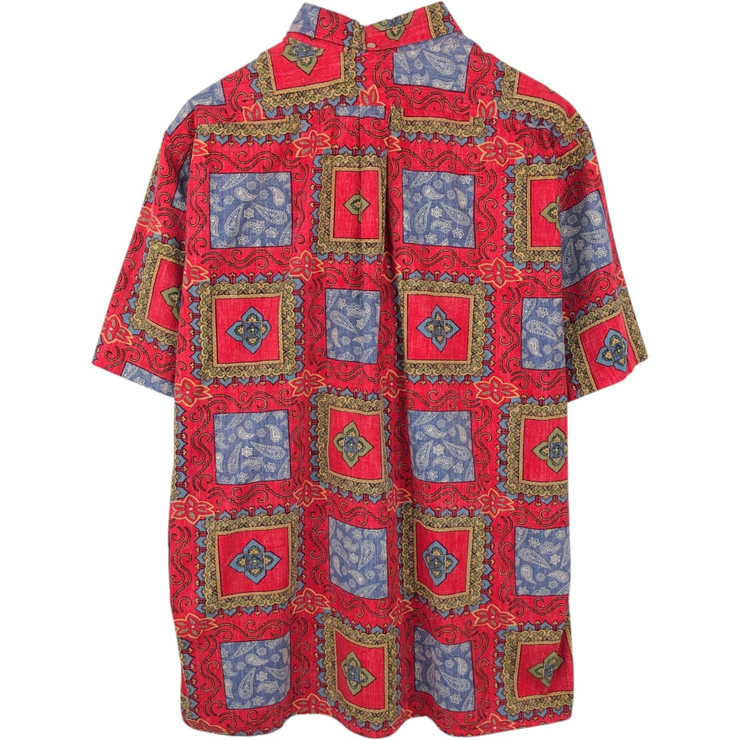90'S Reyn Spooner Swimsuit Tag Bikini Tag All-Over Print Button-Down Hawaiian Aloha Shirt Box Shirt Men's XXL cotton red type Vintage Second Hand