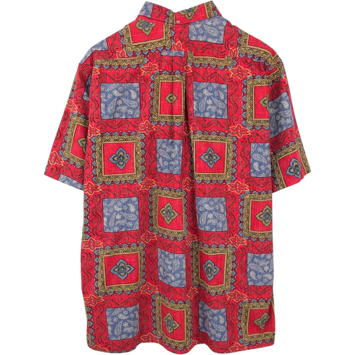 90'S Reyn Spooner Swimsuit Tag Bikini Tag All-Over Print Button-Down Hawaiian Aloha Shirt Box Shirt Men's XXL cotton red type Vintage Second Hand