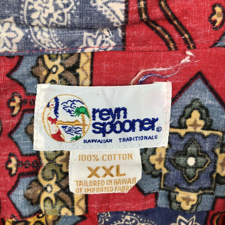 90'S Reyn Spooner Swimsuit Tag Bikini Tag All-Over Print Button-Down Hawaiian Aloha Shirt Box Shirt Men's XXL cotton red type Vintage Second Hand