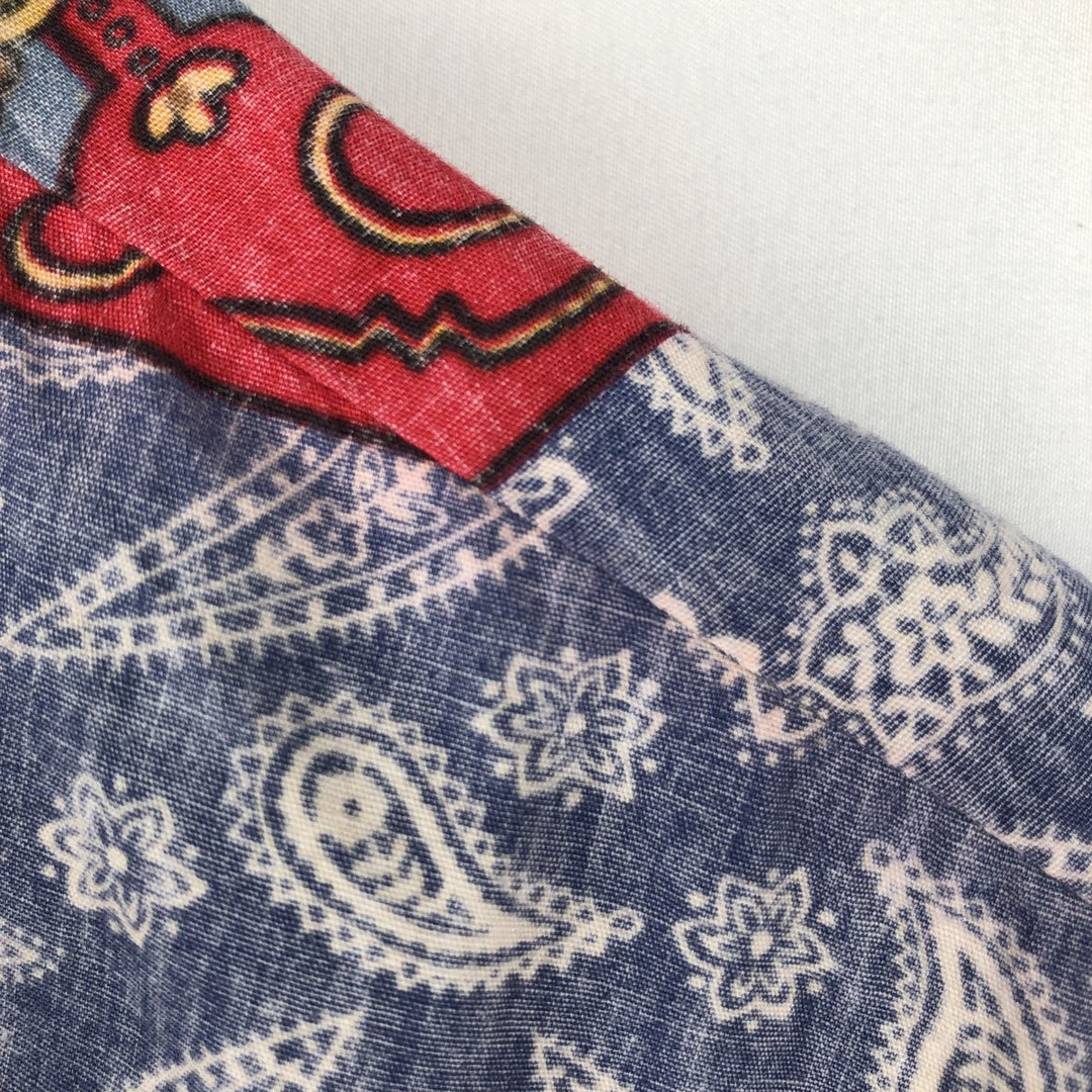 90'S Reyn Spooner Swimsuit Tag Bikini Tag All-Over Print Button-Down Hawaiian Aloha Shirt Box Shirt Men's XXL cotton red type Vintage Second Hand