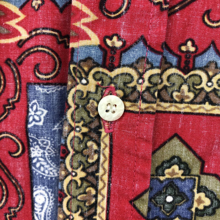 90'S Reyn Spooner Swimsuit Tag Bikini Tag All-Over Print Button-Down Hawaiian Aloha Shirt Box Shirt Men's XXL cotton red type Vintage Second Hand