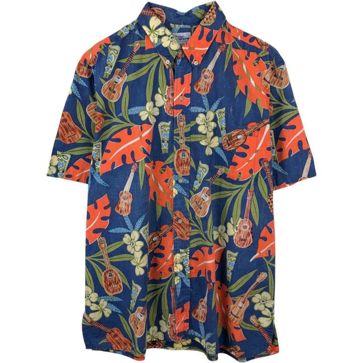 90'S Reyn Spooner Swimsuit Tag Bikini Tag All-Over Print Button-Down Hawaiian Aloha Shirt Box Shirt Men's XXL cotton blue type Vintage Second Hand