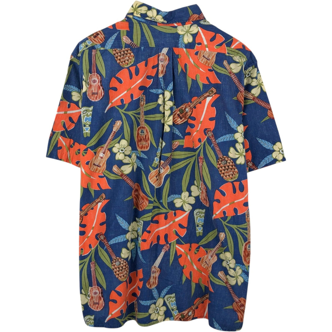 90'S Reyn Spooner Swimsuit Tag Bikini Tag All-Over Print Button-Down Hawaiian Aloha Shirt Box Shirt Men's XXL cotton blue type Vintage Second Hand