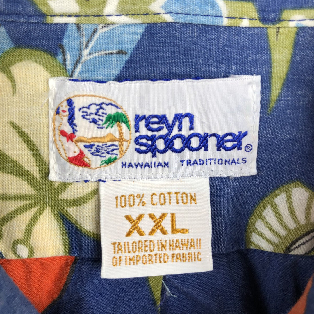 90'S Reyn Spooner Swimsuit Tag Bikini Tag All-Over Print Button-Down Hawaiian Aloha Shirt Box Shirt Men's XXL cotton blue type Vintage Second Hand