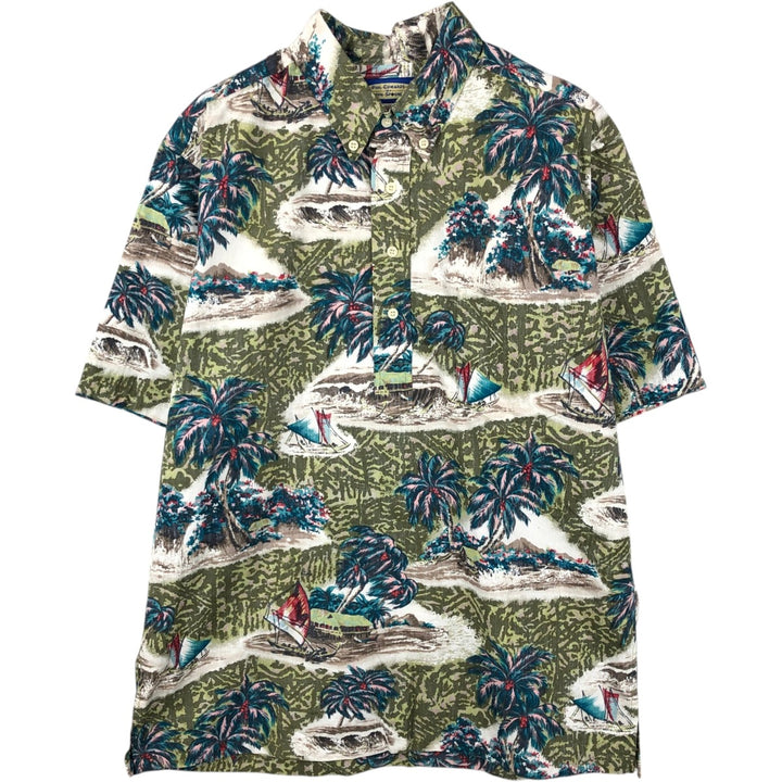 90'S Reyn Spooner Phil Edwards all-over palm tree print pullover button-down Aloha shirt boxy shirt cotton Khaki type Vintage Second Hand