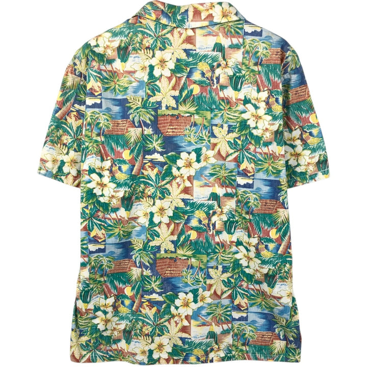 1970'S Ocean Pacific all-over print open-collar Hawaiian Aloha shirt, boxy style, men's size M equivalent, vintage. unclear green type Vintage Second Hand