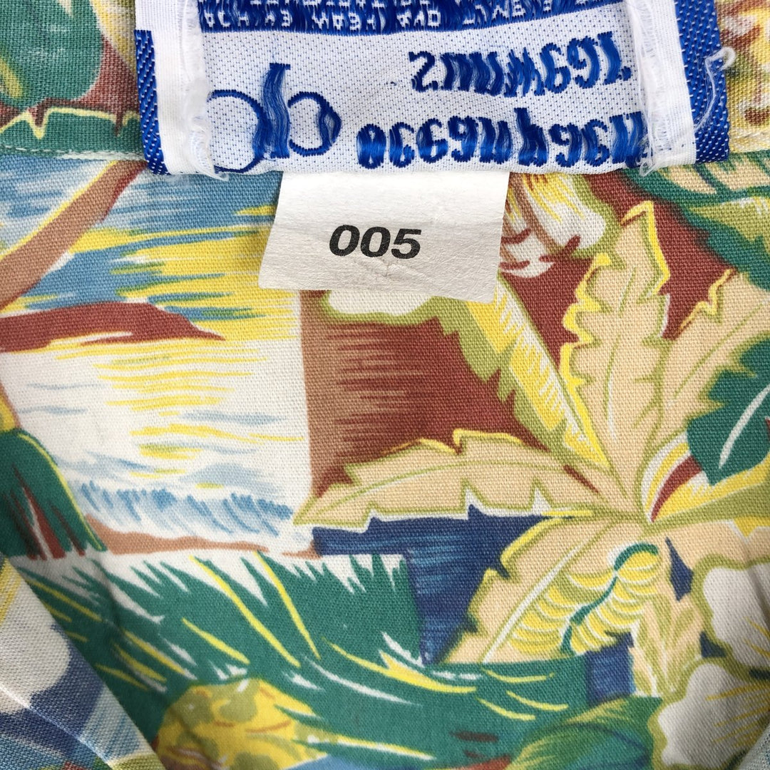 1970'S Ocean Pacific all-over print open-collar Hawaiian Aloha shirt, boxy style, men's size M equivalent, vintage. unclear green type Vintage Second Hand