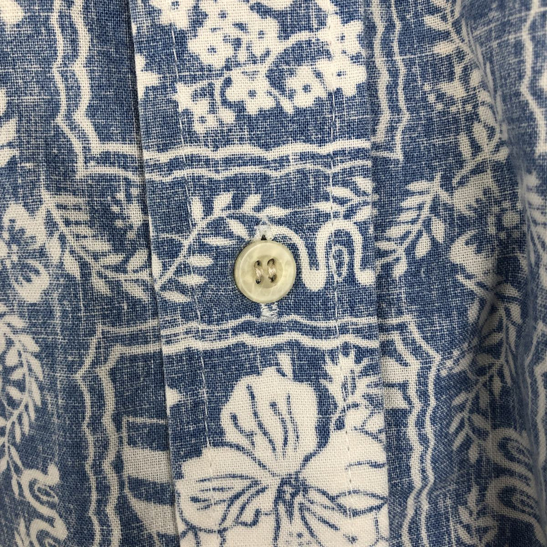 90'S Reyn Spooner swimwear tag, bikini tag, all-over print, Lahaina sailor aloha shirt, boxy shirt, men's size M equivalent. cotton Blue type light blue Vintage Second Hand