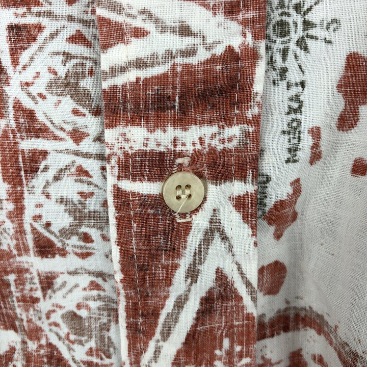 90'S Reyn Spooner swimwear tag, bikini tag, all-over print pullover, button-down, Aloha shirt, boxy shirt, men's size L equivalent. cotton white type Vintage Second Hand