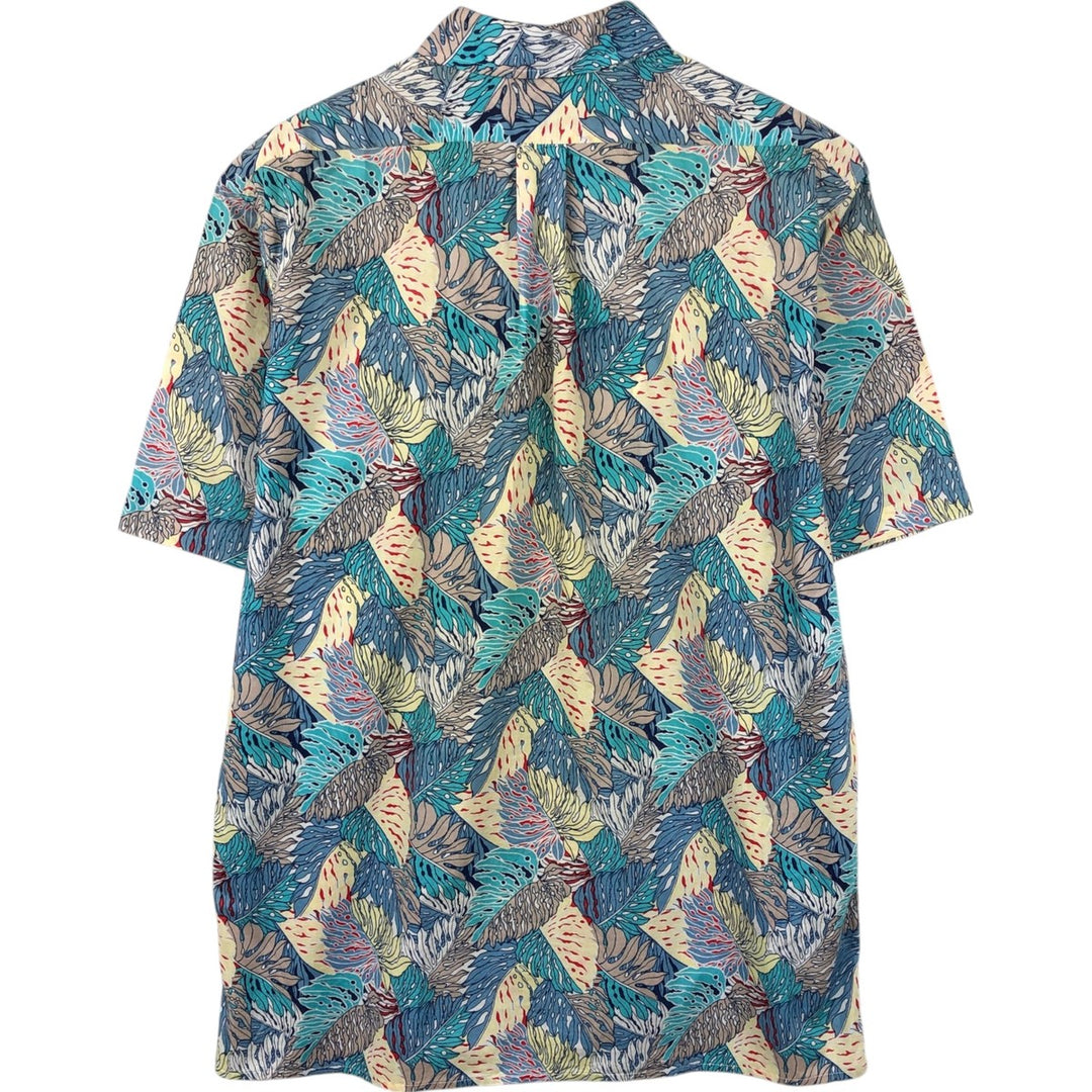 80'S Reyn Spooner Gold Tag Nude Tag All-over Leaf Pattern Hawaiian Aloha Shirt Box Shirt Made in Hawaii Men's Size M (approx.) cotton blue type Vintage Second Hand