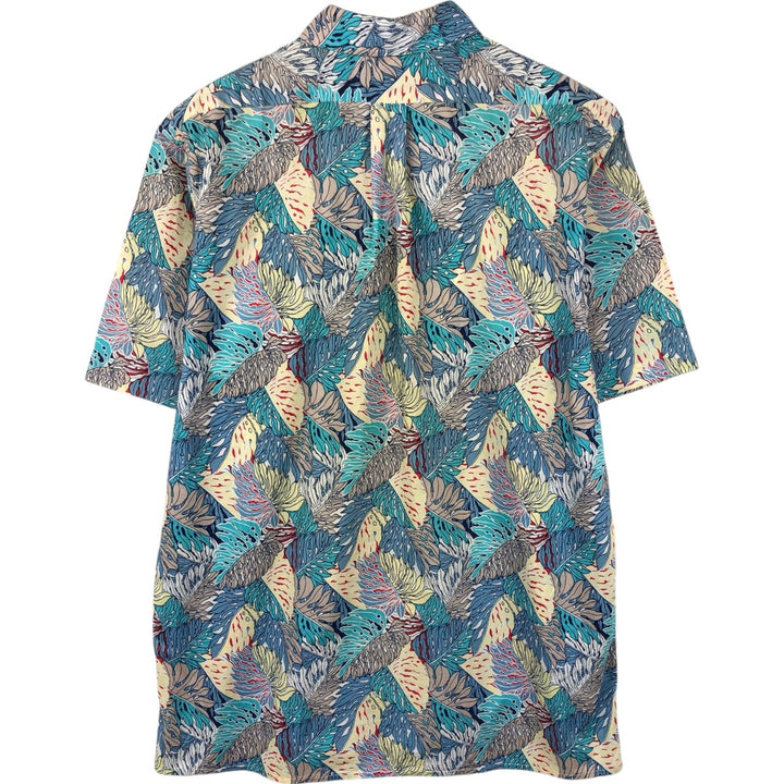 80'S Reyn Spooner Gold Tag Nude Tag All-over Leaf Pattern Hawaiian Aloha Shirt Box Shirt Made in Hawaii Men's Size M (approx.) cotton blue type Vintage Second Hand