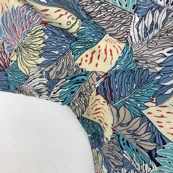 80'S Reyn Spooner Gold Tag Nude Tag All-over Leaf Pattern Hawaiian Aloha Shirt Box Shirt Made in Hawaii Men's Size M (approx.) cotton blue type Vintage Second Hand