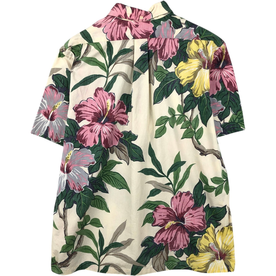 Reyn Spooner Commemorative Classics All-over Hibiscus Pattern Pullover Button-Down Aloha Shirt Boxy Shirt cotton unbleached Vintage Second Hand