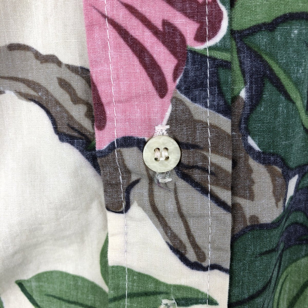 Reyn Spooner Commemorative Classics All-over Hibiscus Pattern Pullover Button-Down Aloha Shirt Boxy Shirt cotton unbleached Vintage Second Hand