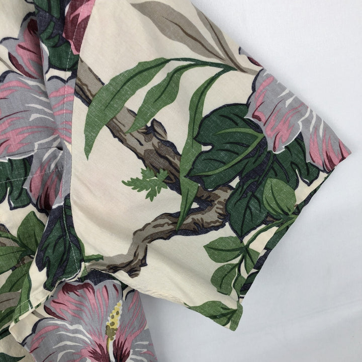 Reyn Spooner Commemorative Classics All-over Hibiscus Pattern Pullover Button-Down Aloha Shirt Boxy Shirt cotton unbleached Vintage Second Hand