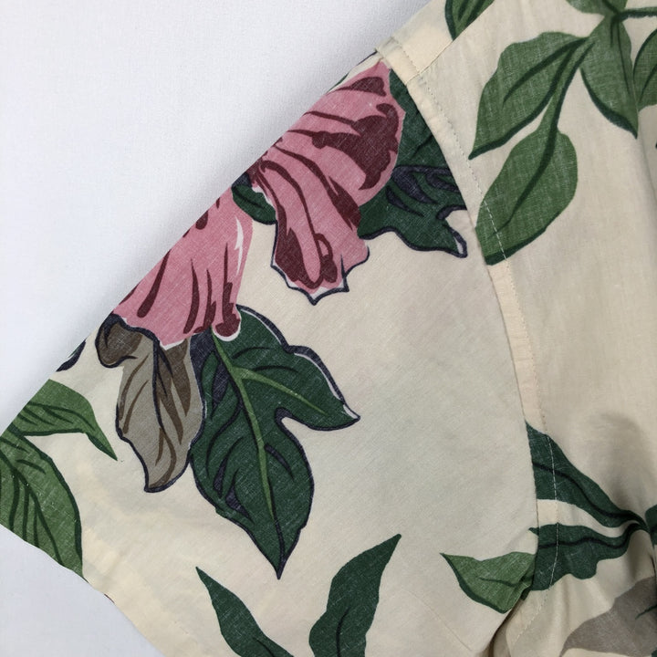 Reyn Spooner Commemorative Classics All-over Hibiscus Pattern Pullover Button-Down Aloha Shirt Boxy Shirt cotton unbleached Vintage Second Hand