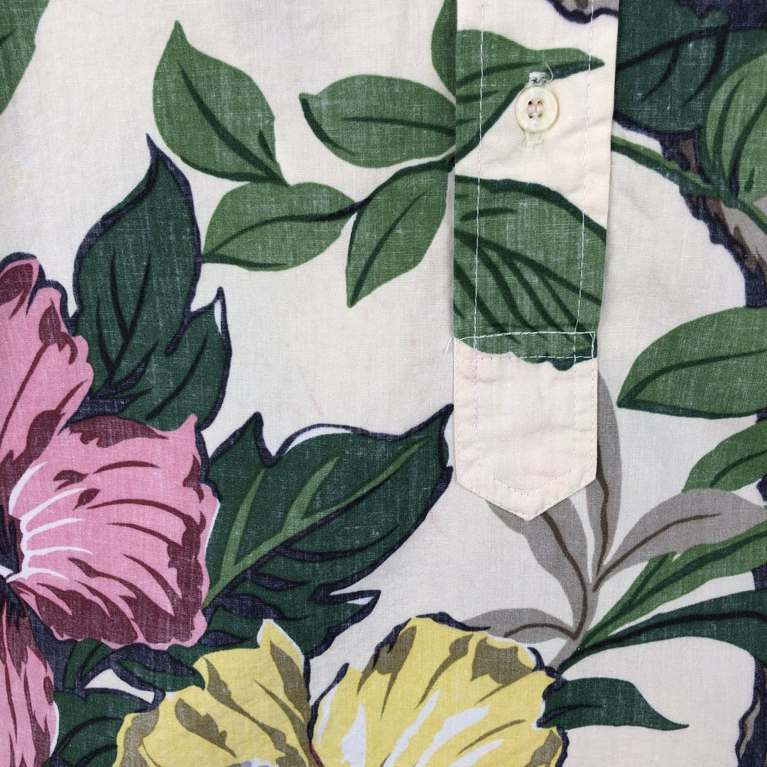 Reyn Spooner Commemorative Classics All-over Hibiscus Pattern Pullover Button-Down Aloha Shirt Boxy Shirt cotton unbleached Vintage Second Hand