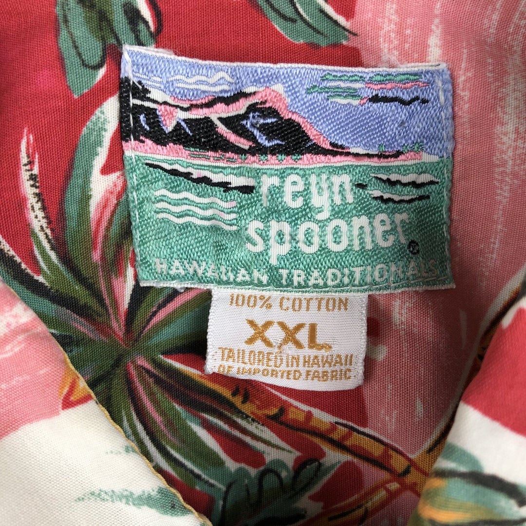 80s-90'S Reyn Spooner Diamond Head Tag All-Over Hawaiian Aloha Shirt Box Shirt Men's XXL cotton white type Vintage Second Hand