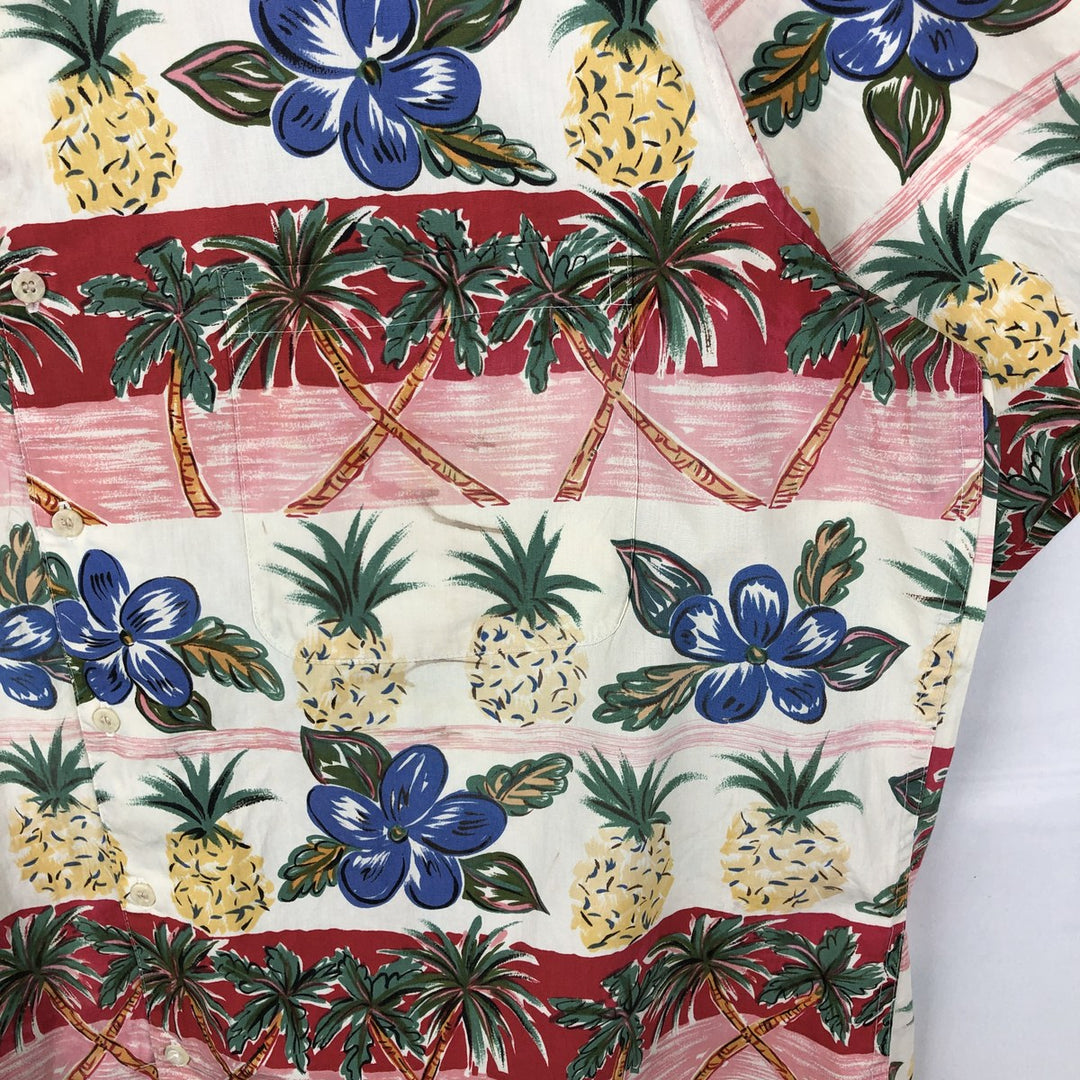 80s-90'S Reyn Spooner Diamond Head Tag All-Over Hawaiian Aloha Shirt Box Shirt Men's XXL cotton white type Vintage Second Hand