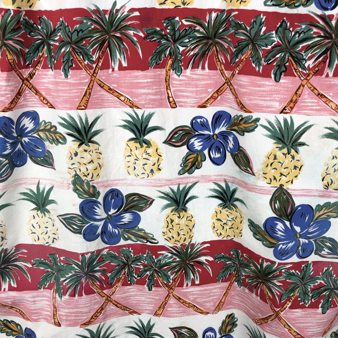 80s-90'S Reyn Spooner Diamond Head Tag All-Over Hawaiian Aloha Shirt Box Shirt Men's XXL cotton white type Vintage Second Hand