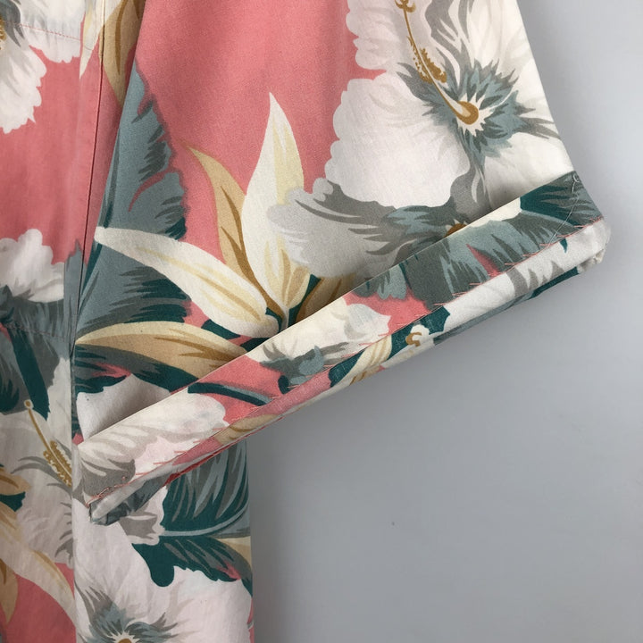 80s-90'S Reyn Spooner Diamond Head Tag All-over Hibiscus Pattern Aloha Shirt, Boxy Shirt, Men's XL (approx.) cotton pink type Vintage Second Hand