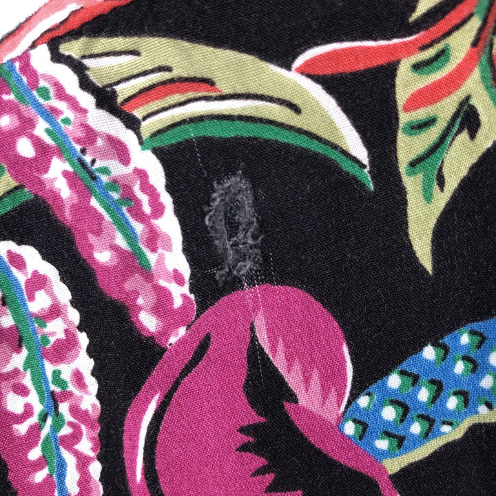 90'S Reyn Spooner all-over botanical pattern open-collar rayon aloha shirt, boxy fit, men's size L (approx.) Rayon black type Vintage Second Hand