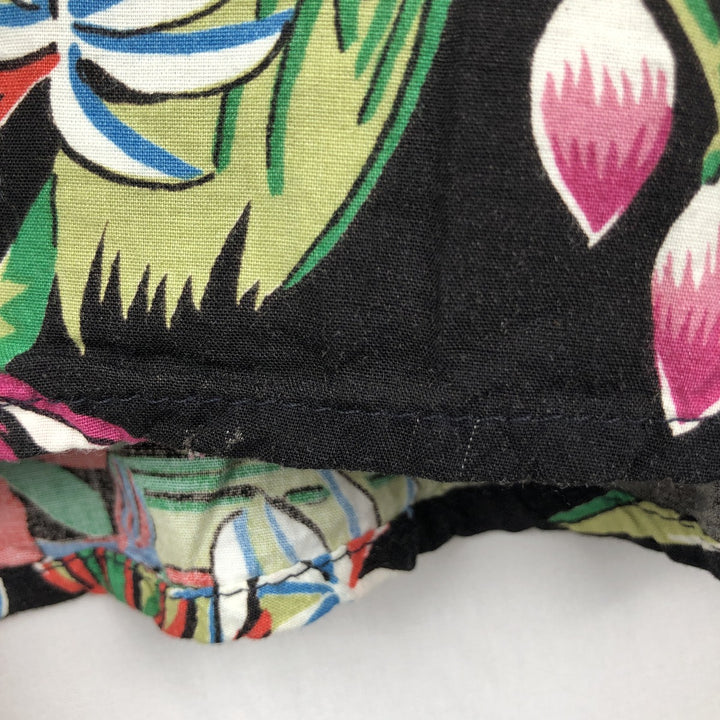 90'S Reyn Spooner all-over botanical pattern open-collar rayon aloha shirt, boxy fit, men's size L (approx.) Rayon black type Vintage Second Hand