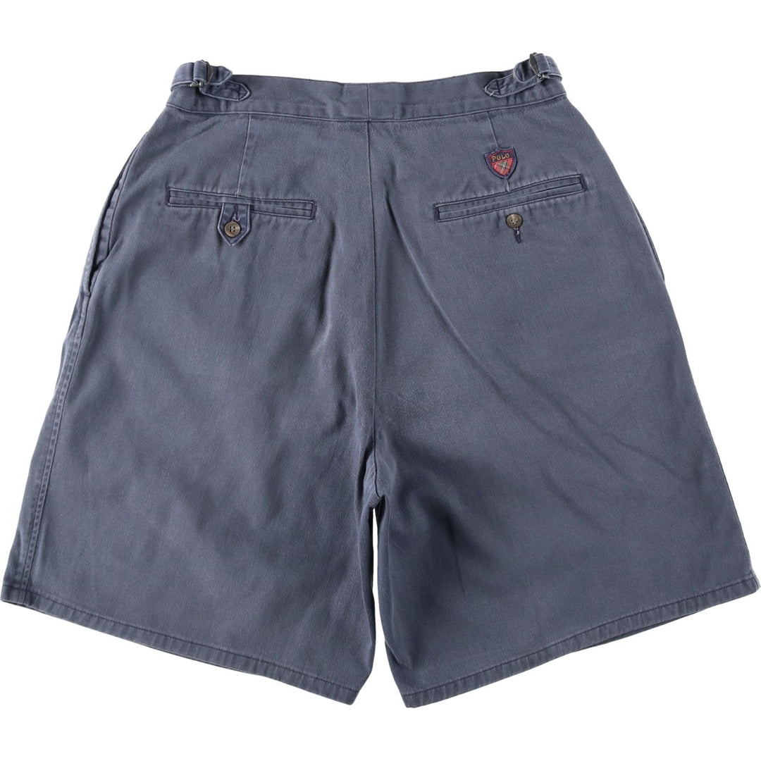 Ralph Lauren two-pleat chino shorts, men's size W31 (approx.) cotton navy blue type Vintage Second Hand