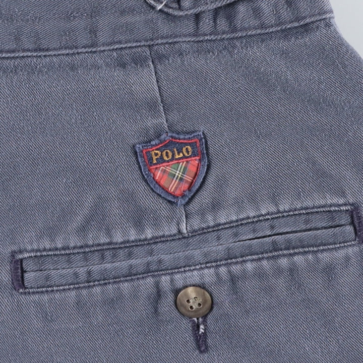 Ralph Lauren two-pleat chino shorts, men's size W31 (approx.) cotton navy blue type Vintage Second Hand