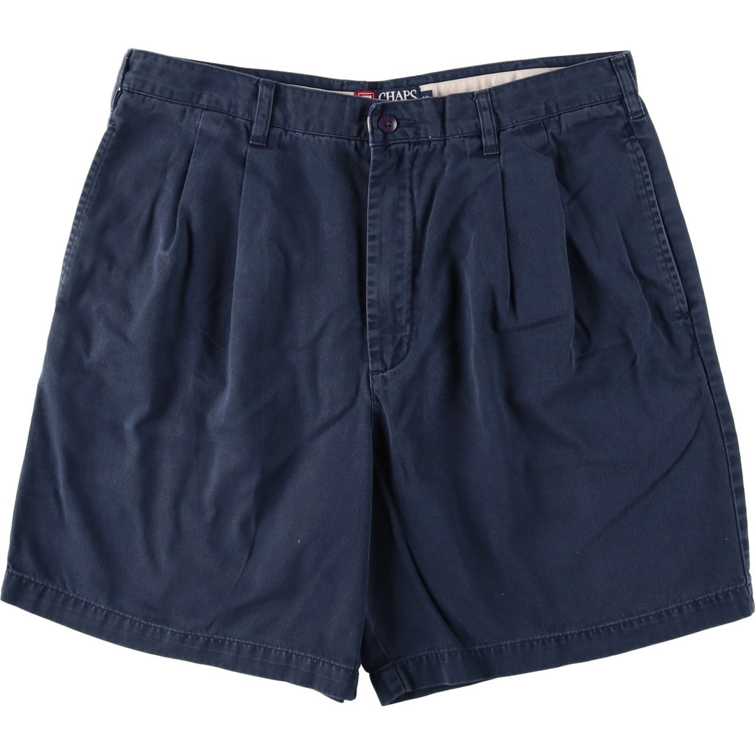 Ralph Lauren CHAPS Two-Pleat Chino Shorts, Men's Size W36 (approx.) cotton navy blue type Vintage Second Hand