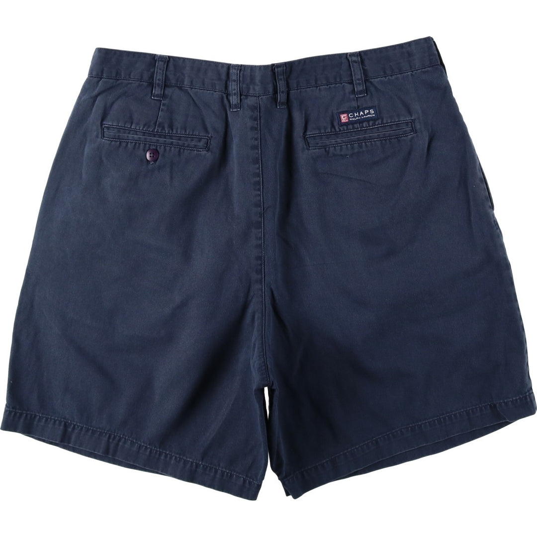 Ralph Lauren CHAPS Two-Pleat Chino Shorts, Men's Size W36 (approx.) cotton navy blue type Vintage Second Hand