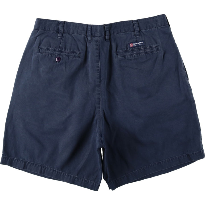 Ralph Lauren CHAPS Two-Pleat Chino Shorts, Men's Size W36 (approx.) cotton navy blue type Vintage Second Hand