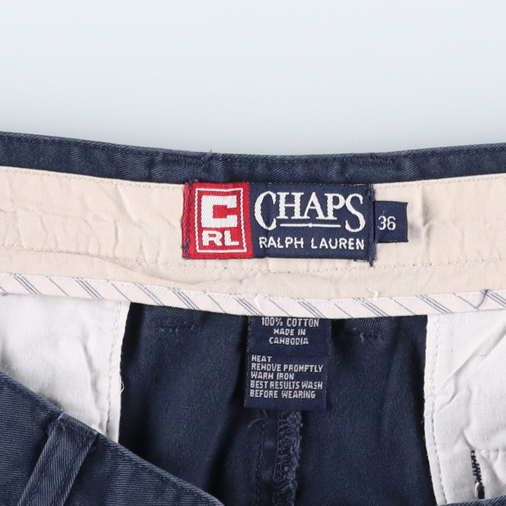 Ralph Lauren CHAPS Two-Pleat Chino Shorts, Men's Size W36 (approx.) cotton navy blue type Vintage Second Hand
