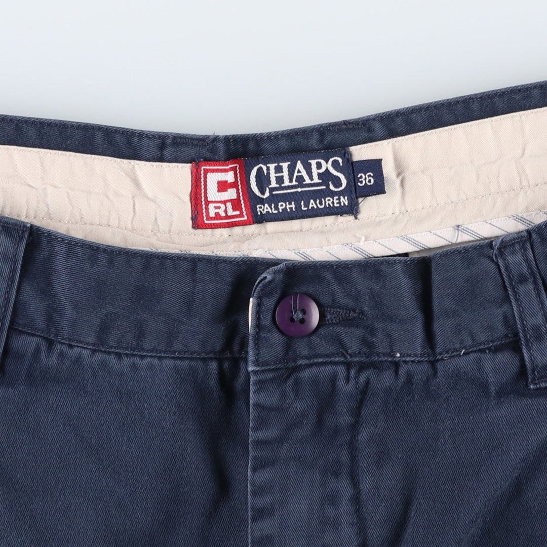 Ralph Lauren CHAPS Two-Pleat Chino Shorts, Men's Size W36 (approx.) cotton navy blue type Vintage Second Hand