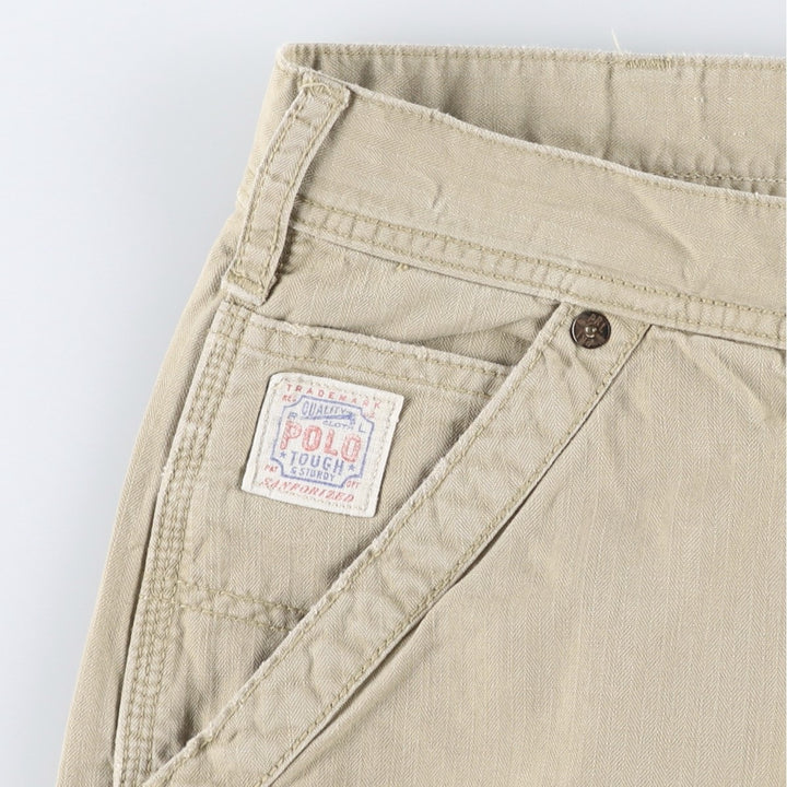 Ralph Lauren POLO by Ralph Lauren Herringbone Chino Painter Shorts (Men's W38 equivalent) cotton Beige type Vintage Second Hand