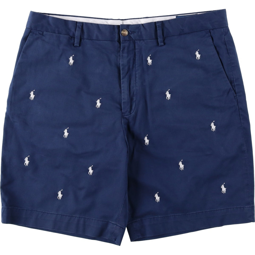 Ralph Lauren POLO RALPH LAUREN STRETCH CLASSIC FIT all-over print chino shorts, men's size W37 (approx.) cotton navy blue type Vintage Second Hand