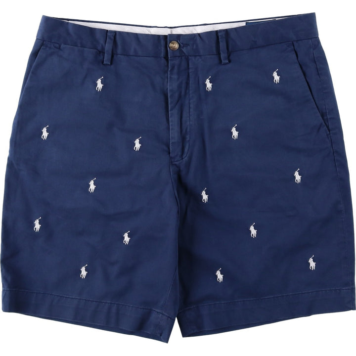Ralph Lauren POLO RALPH LAUREN STRETCH CLASSIC FIT all-over print chino shorts, men's size W37 (approx.) cotton navy blue type Vintage Second Hand