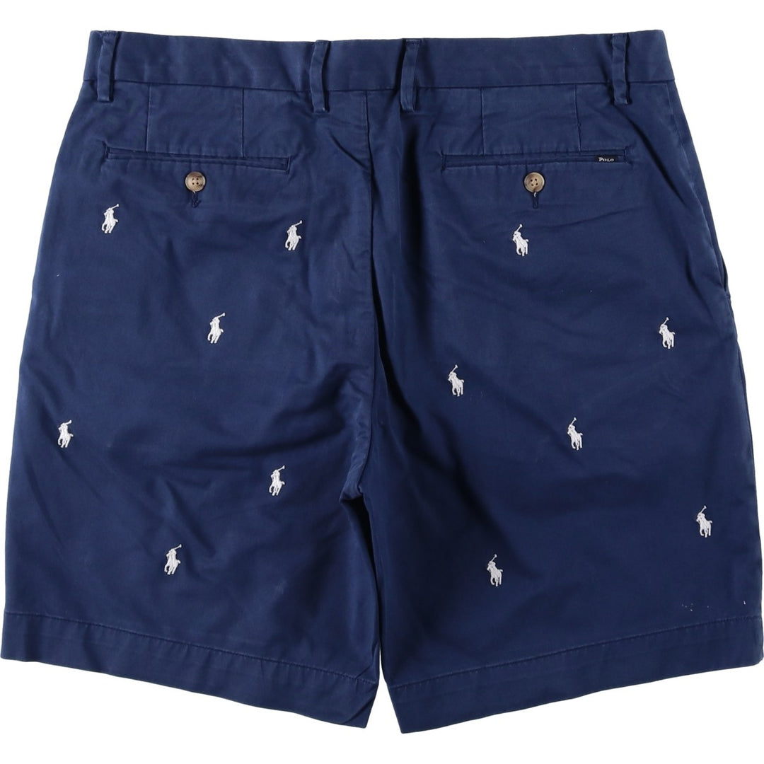 Ralph Lauren POLO RALPH LAUREN STRETCH CLASSIC FIT all-over print chino shorts, men's size W37 (approx.) cotton navy blue type Vintage Second Hand