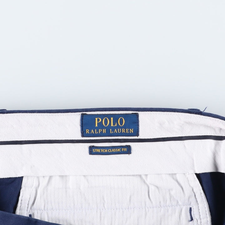 Ralph Lauren POLO RALPH LAUREN STRETCH CLASSIC FIT all-over print chino shorts, men's size W37 (approx.) cotton navy blue type Vintage Second Hand