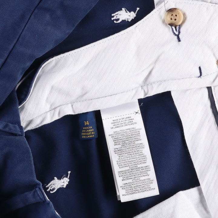 Ralph Lauren POLO RALPH LAUREN STRETCH CLASSIC FIT all-over print chino shorts, men's size W37 (approx.) cotton navy blue type Vintage Second Hand