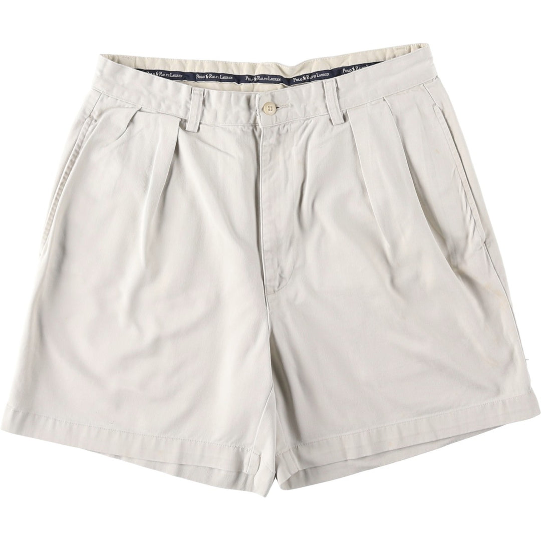 Ralph Lauren POLO RALPH LAUREN ANDREW SHORT Two-pleat Chino Shorts Men's Size W31 cotton ivory Vintage Second Hand