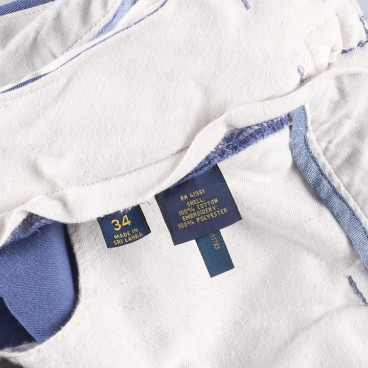 Ralph Lauren POLO RALPH LAUREN CLASSIC FIT all-over print chino shorts, men's size W36 (approx.) cotton blue type Vintage Second Hand