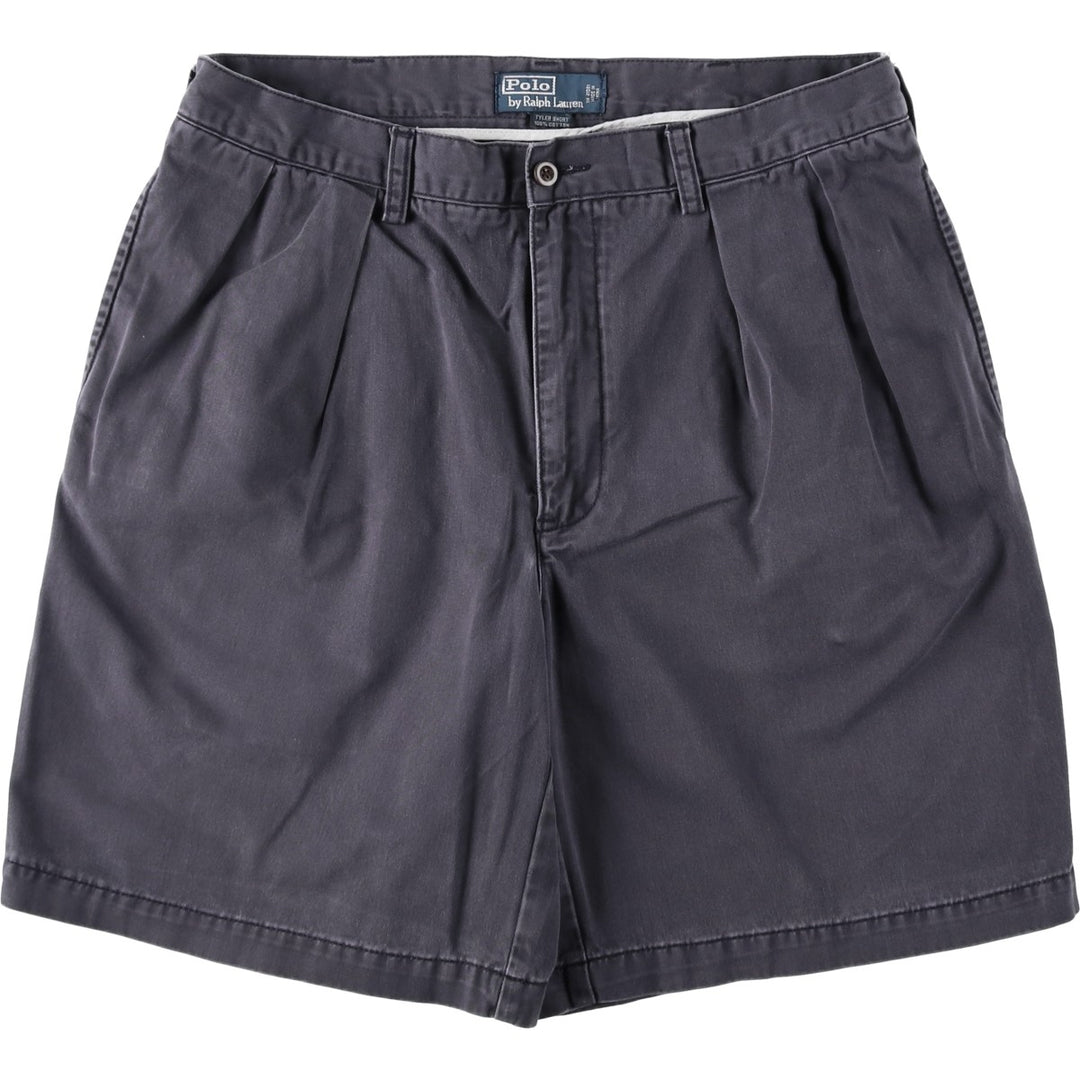 Ralph Lauren POLO by Ralph Lauren TYLER SHORT Two-pleat chino shorts, short pants, men's size W34 cotton navy blue type Vintage Second Hand