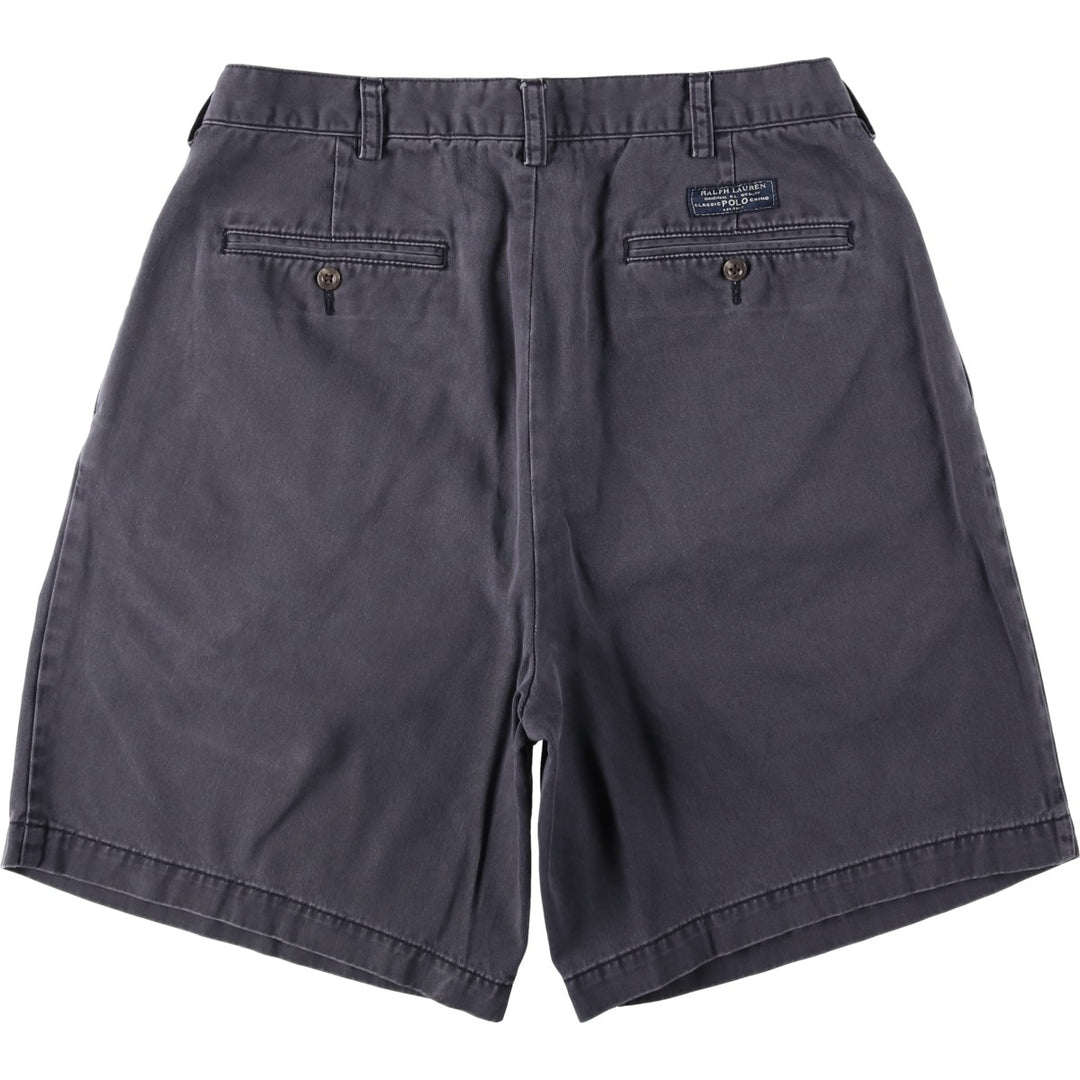 Ralph Lauren POLO by Ralph Lauren TYLER SHORT Two-pleat chino shorts, short pants, men's size W34 cotton navy blue type Vintage Second Hand